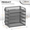 2 Pack Letter Tray Paper Organizer 5-Tier Desk Organizer File Organizer Paper Holder with Handle, Metal Desktop Document Shelf Tray Office Classroom Organization - Black - Image 2