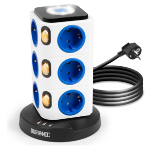 Vertical Stacked Power Strip - 12 Socket - 230 Volt