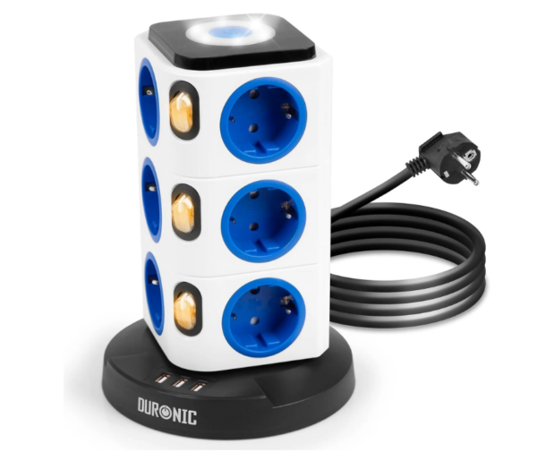 Vertical Stacked Power Strip - 12 Socket - 230 Volt