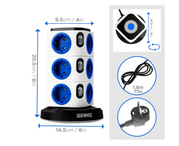 Vertical Stacked Power Strip - 12 Socket - 230 Volt - Image 7