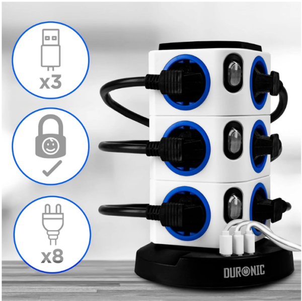 Vertical Stacked Power Strip - 12 Socket - 230 Volt - Image 5