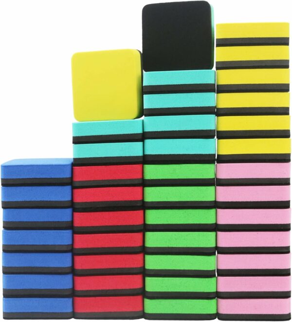 72 Pack Whiteboard Eraser for Kids and Adults, Washable and Reusable Magnetic Whiteboard Eraser for Cleaning Dry Erase Markers on Magnetic Soft Whiteboard, Glass Whiteboard and Dry Erase Board