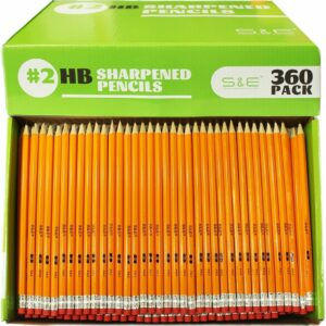 S & E TEACHER'S EDITION 360pcs Pre-sharpened Pencils with eraser top, No.2 pencils #2 HB pencil, Golf, Classroom, Pew, 360 pcs/box