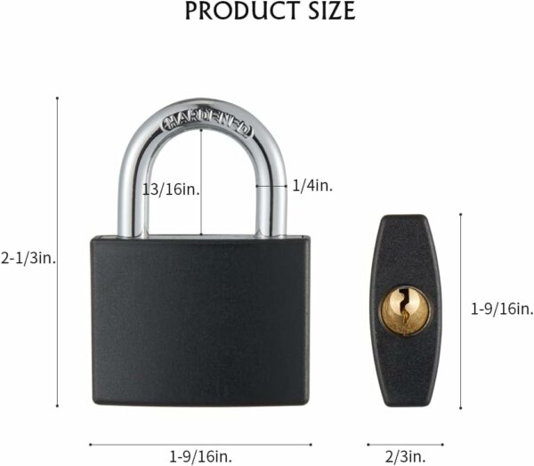 Covered Aluminum Padlock with Key, 8 Pack 1-9/16" Padlocks with Same Key Lock for Outdoors - Image 3