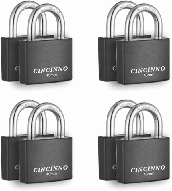 Covered Aluminum Padlock with Key, 8 Pack 1-9/16" Padlocks with Same Key Lock for Outdoors
