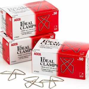Paper Clamp/Butterfly Clamp, Smooth, #2 Size(Small), 50/Box, 3-Pack (150 Clamps Total)
