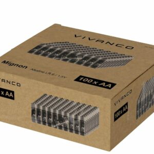 VIVANCO Mignon AA Battery, Alkaline Manganese, 1.5 Volt 100 Pieces