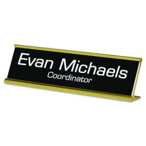 Custom Desk/Counter Sign, 8 x 2, Gold Frame