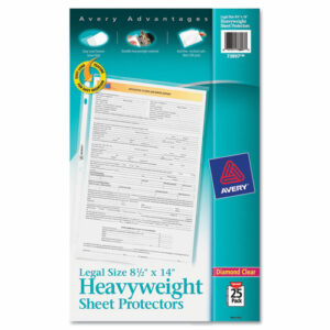 Heavyweight Easy Load Diamond Clear Sheet Protector, Side: 3-Hole Punched, Top Load 8.5 x 14 Insert, Clear Front, 25/Pack