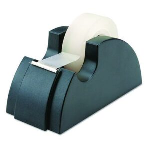 7520002402411, SKILCRAFT Desktop Tape Dispenser, Rubber Feet, Serrated Cutting Edge, 1" Core, Plastic, Black