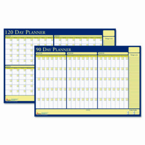 7520012074059, SKILCRAFT 90-Day/120-Day Reversible/Erasable Flexible Planner, 36 x 24, White/Yellow/Blue Sheets, Undated