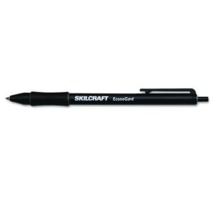 7520015425943, SKILCRAFT EconoGard Ballpoint Pen, Retractable, Medium 1 mm, Black Ink, Black Barrel, Dozen