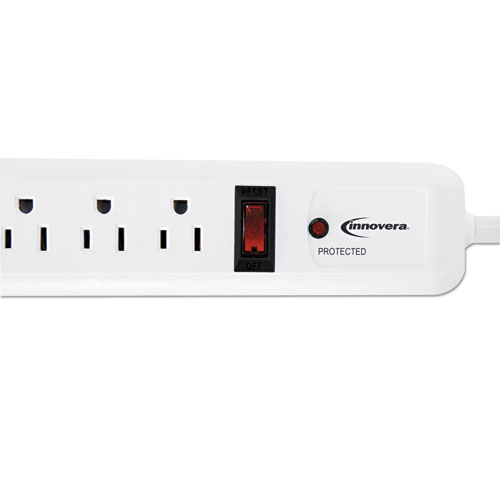 Surge Protector, 6 AC Outlets, 4 ft Cord, 540 J, White - Image 2