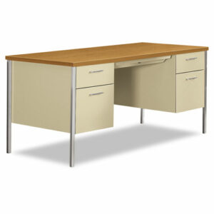 34000 Series Double Pedestal Desk, 60" x 30" x 29.5", Harvest/Putty