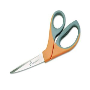 5110012414371 SKILCRAFT Scissors, 8.25" Long, 3.63" Cut Length, Crane-Style Orange/Gray Handle