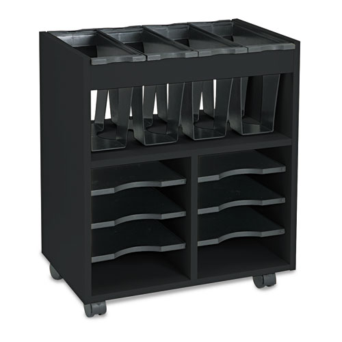 Go Cart Mobile File, Engineered Wood, 8 Shelves, 4 Bins, 14.5" x 21.5" x 26.25", Black - Image 2
