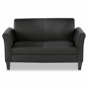 Alera Reception Lounge Sofa Series, Two-Cushion Loveseat, 55.5" x 31.5" x 33.07", Black