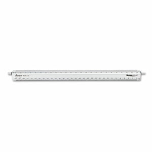 Adjustable Triangular Scale Aluminum Engineers Ruler, 12", Long, Silver