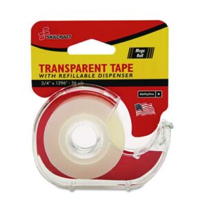 7520015167576, SKILCRAFT Tape with Dispenser, 1" Core, 0.75" x 36 yds, Glossy Clear