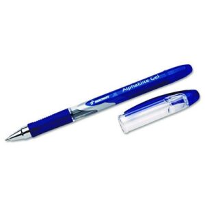 7520015005212, SKILCRAFT AlphaElite Gel Pen, Stick, Medium 0.7 mm, Blue Ink, Blue/Clear Barrel, Dozen