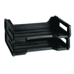7520010944307, SKILCRAFT Plastic Desk Tray, 1 Section, Letter Size Files, 12" x 8.5" x 5", Black, 2/Pack