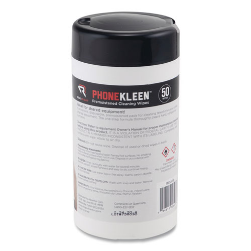 PhoneKleen Premoistened Antibacterial Wipes, Cloth, 5 x 5, 50/Tub - Image 2
