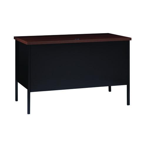 Single Pedestal Steel Desk, 45" x 24" x 29.5", Mocha/Black, Black Legs - Image 3