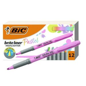 Brite Liner Grip Pocket Highlighter, Assorted Ink Colors, Chisel Tip, Assorted Barrel Colors, Dozen