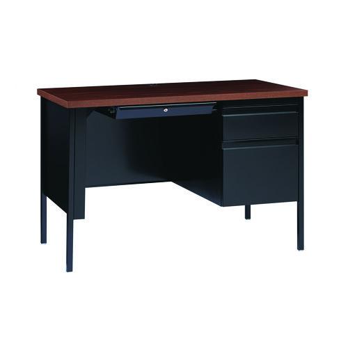 Single Pedestal Steel Desk, 45" x 24" x 29.5", Mocha/Black, Black Legs - Image 4