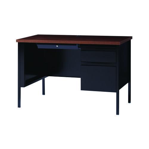 Single Pedestal Steel Desk, 45" x 24" x 29.5", Mocha/Black, Black Legs - Image 2