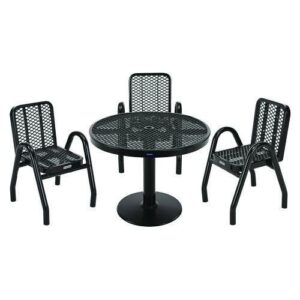 Outdoor Dining Set, Round, 36" dia x 29"h, Black Top, Black Base/Legs