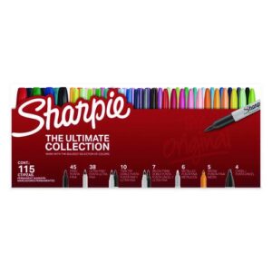Permanent Markers Ultimate Collection, Assorted Tip Sizes/Types, Assorted Colors, 115/Pack