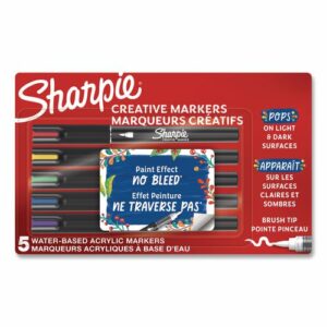 Creative Markers, Fine Brush Tip, Assorted Colors, 5/Pack