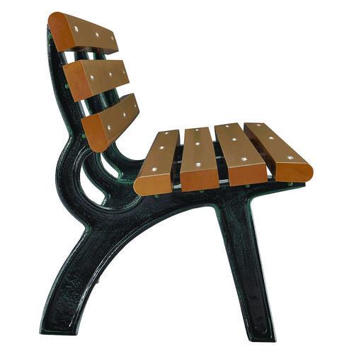 Recycled Plastic Benches with Back, 72" x 23" x 28", Tan Seat/Back, Black Base - Image 4