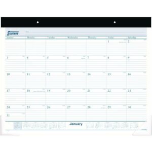 Desk Pad, 21.75 x 17, White Sheets, Black Binding, Clear Corners, 12-Month (Jan to Dec): 2026