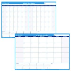 30/60-Day Undated Horizontal Erasable Wall Planner, 48 x 32, White/Blue Sheets, Undated