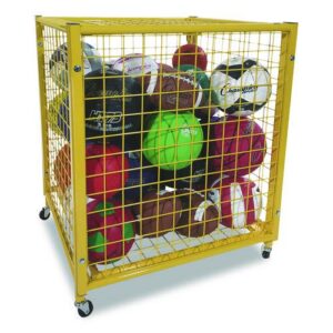 Half Size Lockable Ball Locker, Metal, 132 lb Capacity, 29 x 27 x 31, Yellow