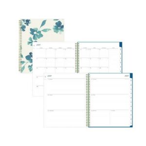 Bakah Blue Academic Year Weekly/Monthly Planner, Floral Artwork, 11 x 8.5, Blue/White Cover, 12-Month (July-June): 2025-2026