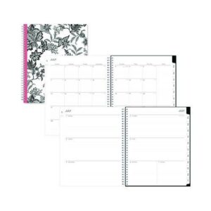 Analeis Create-Your-Own Cover Weekly/Monthly Planner, Floral, 11 x 8.5, White/Black/Coral, 12-Month (July to June): 2025-2026