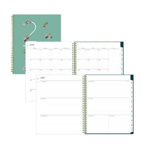 Greta Academic Year Weekly/Monthly Planner, Floral Artwork, 11.5 x 8, Green Cover, 12-Month (July-June): 2025 to 2026