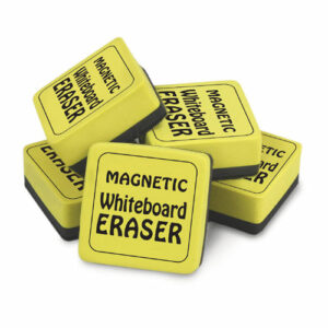 Magnetic Whiteboard Eraser, 2" x 2" x 1", Yellow, 12/Pack