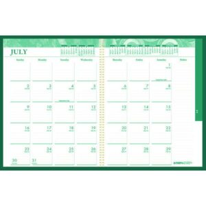 100% Recycled MonoBright Monthly/Weekly Planner, 11 x 8.5, Green/Gold Cover, 12-Month (July to June): 2025 to 2026