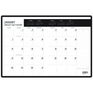 100% Recycled Deco Days Monthly Planner, 11 x 8.5, Black/Gold Cover, 12-Month (Jan to Dec): 2025