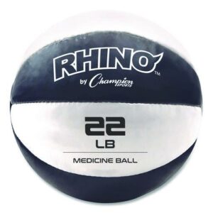 Rhino Leather Medicine Ball, 22 lb, Black/White