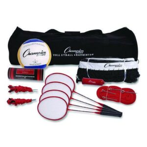 Deluxe Volleyball/Badminton Tournament Set, (4) Rackets/(2) Shuttlecocks/(2) Birdies/Net/Pump/Volleyball