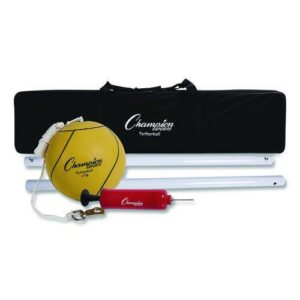 Deluxe Tetherball Tournament Set, Ball/24" Telescopic Poles/102" Cord/Carry Case/Pump/Needle