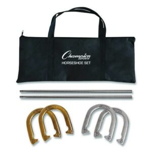 Steel Horseshoe Set, (4) Horseshoes/(2) 24" Stakes/Nylon Carry Bag
