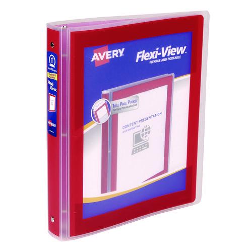 Flexi-View Binder with Round Rings, 3 Rings, 1" Capacity, 11 x 8.5, Red - Image 2