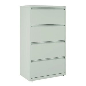 Lateral File, 4 Legal/Letter-Size File Drawers, Light Gray, 30" x 18.62" x 52.5"