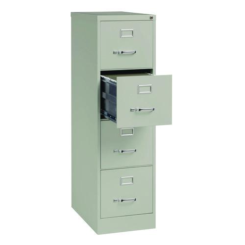 Economy Vertical File, 4 Letter-Size File Drawers, Light Gray, 15" x 25" x 52" - Image 4